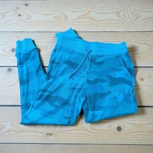 VICTORIA'S SECRET PINK Blue Camo Drawstring Joggers Sweatpants Womens Size Small